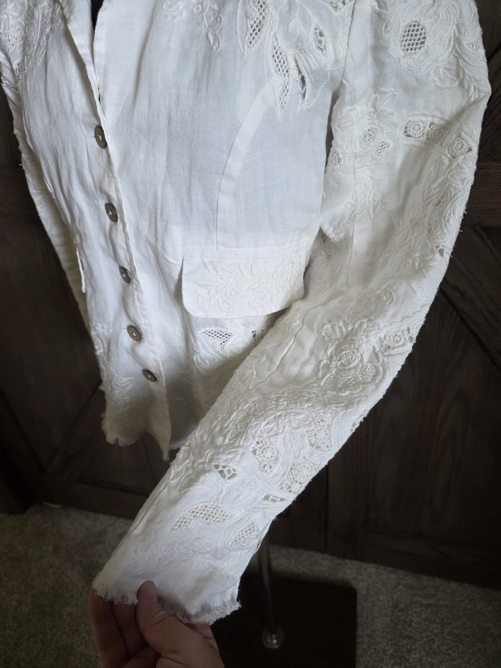 Sundance Lace Embroidered Button-Front Blazer - Picture 3 of 5